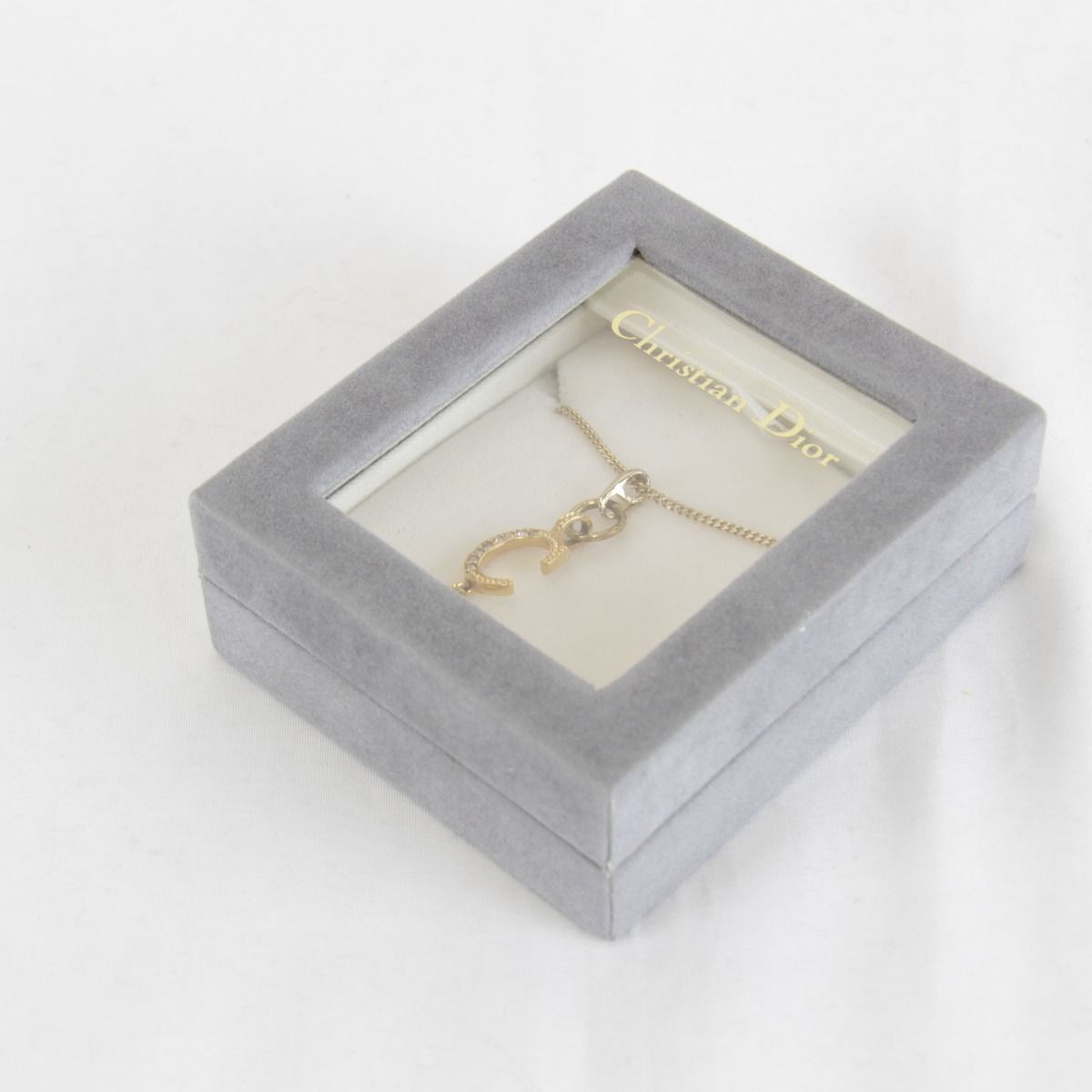 Dior Logo Necklace with Case Metal Gold Pendant — view 8