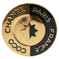 Chanel Logo Brooch Gold Black Plated