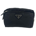 Prada Triangle Logo Saffiano Pouch Black