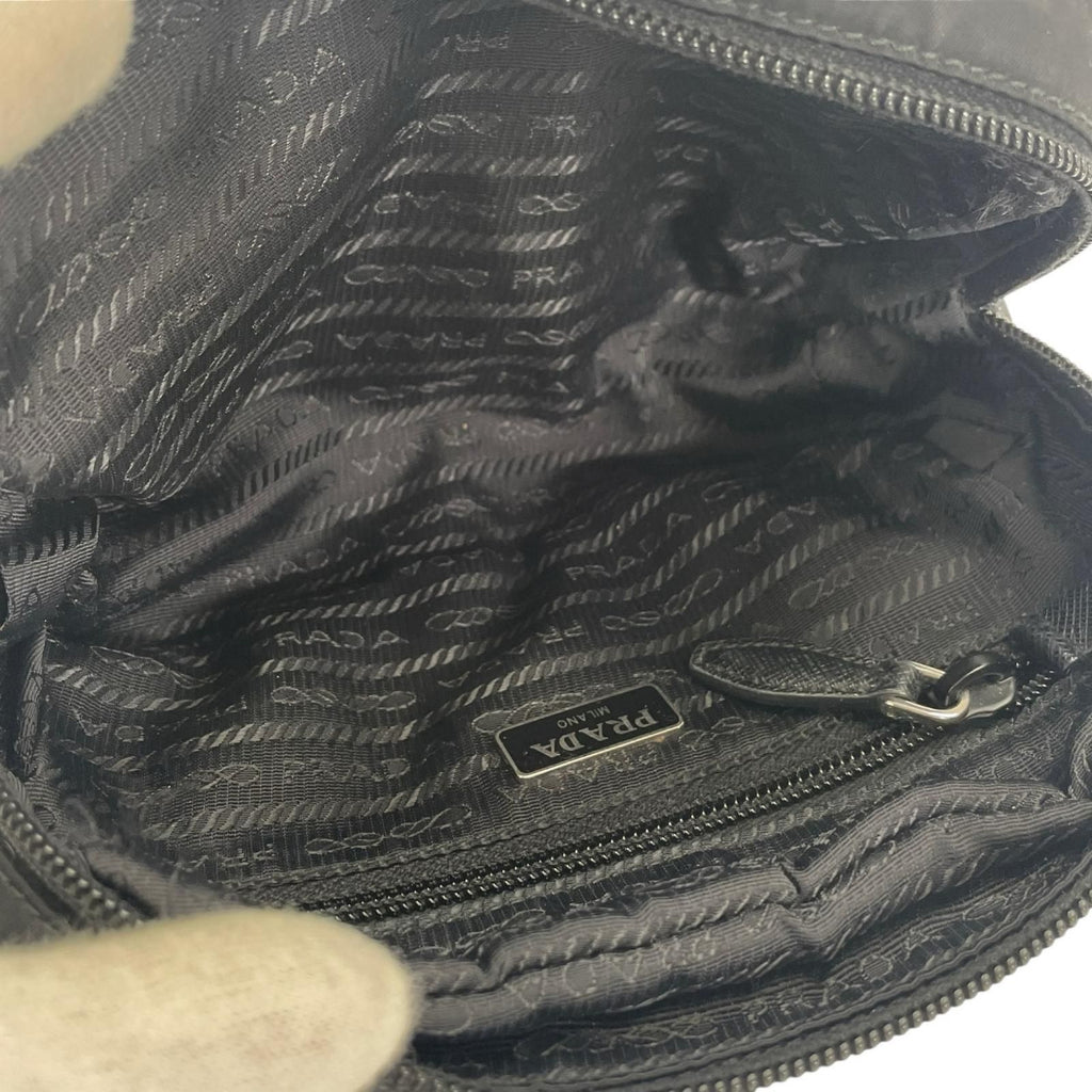 Prada Triangle Logo Saffiano Pouch Black — view 7