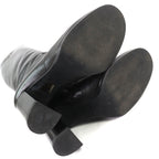 Prada Logo Side Zip Leather Long Boots Chunky Heels Black — view 8