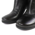 Prada Logo Side Zip Leather Long Boots Chunky Heels Black — view 6