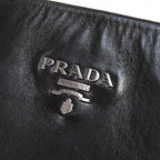 Prada Logo Side Zip Leather Long Boots Chunky Heels Black — view 9