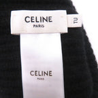 Celine Cashmere Logo Knit Cap Beanie Black White Hat — view 6