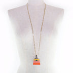 Hermes Marokinier GM Fusion Kelly Buffalo Horn Necklace Gold Orange — view 4