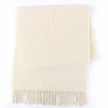 Hermes Recto Verso Cashmere Logo Embroidery with Fringe Scarf Ivory