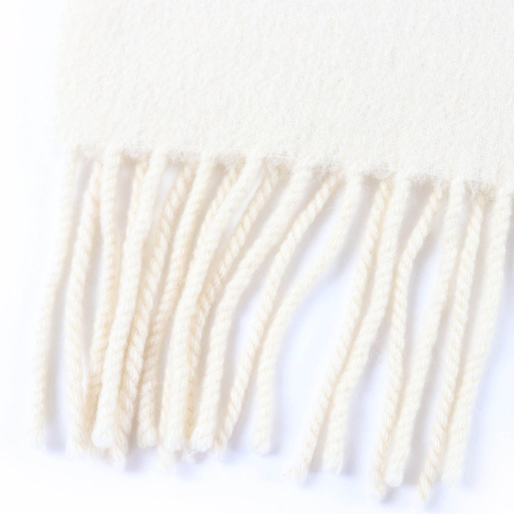 Hermes Recto Verso Cashmere Logo Embroidery with Fringe Scarf Ivory — view 5