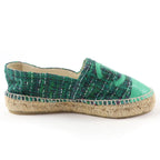 Chanel CC Logo Fabric Espadrilles Tweed Shoes Green — view 6