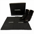 Chanel CC Logo Side Zip Patent Use Suede Ankle Boots Black Gold — view 2