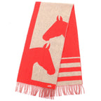 Hermes Love Story Cashmere Ecalato Beige Fringe Scarf Red — view 2