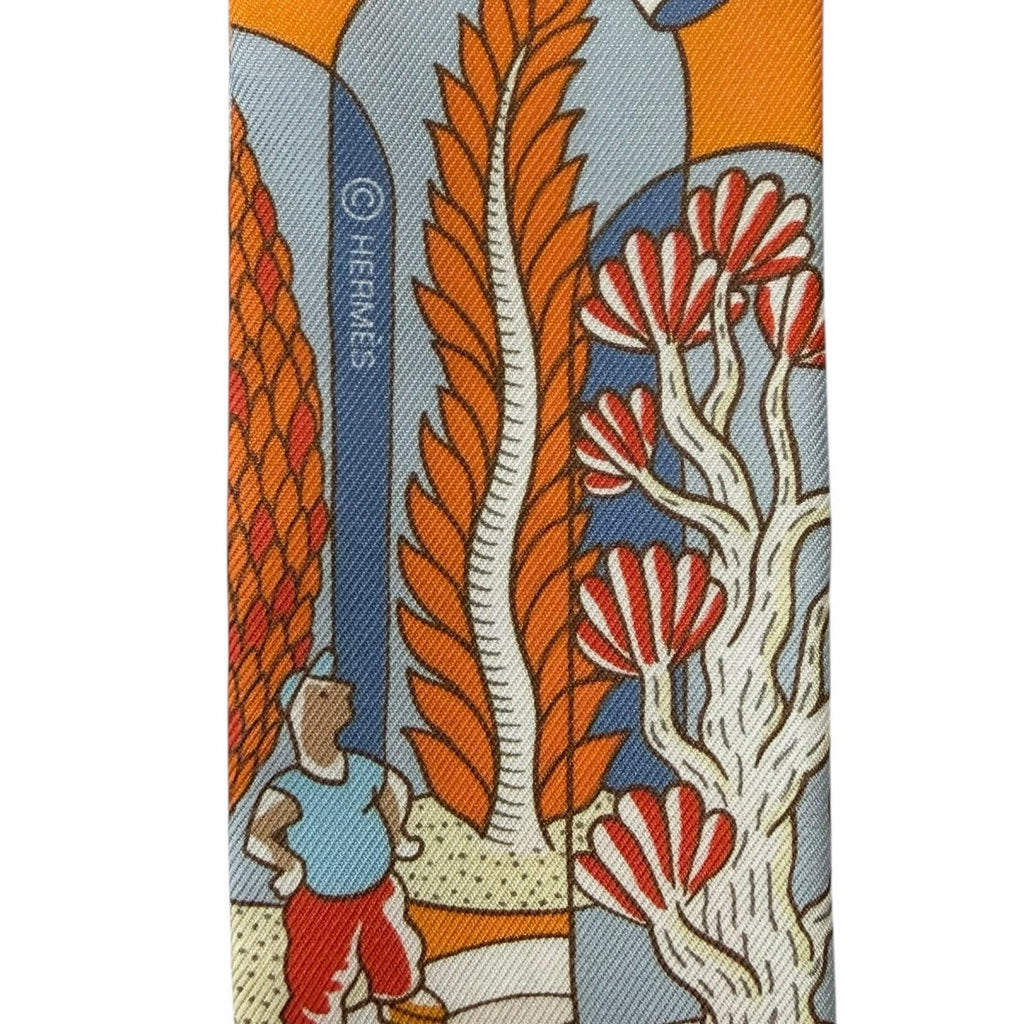 Hermes Exposition Universelle Silk 100% Scarf Orange Multi — view 5