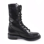 Chanel CC Logo Lace Up Leather Short Boots Black — view 6