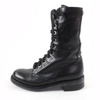 Chanel CC Logo Lace Up Leather Short Boots Black — view 5