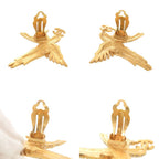 Chanel CC Logo Eagle Metal Rhinestone Gold Earrings — view 9