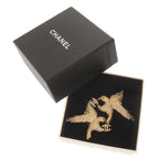 Chanel CC Logo Eagle Metal Rhinestone Gold Earrings — view 2