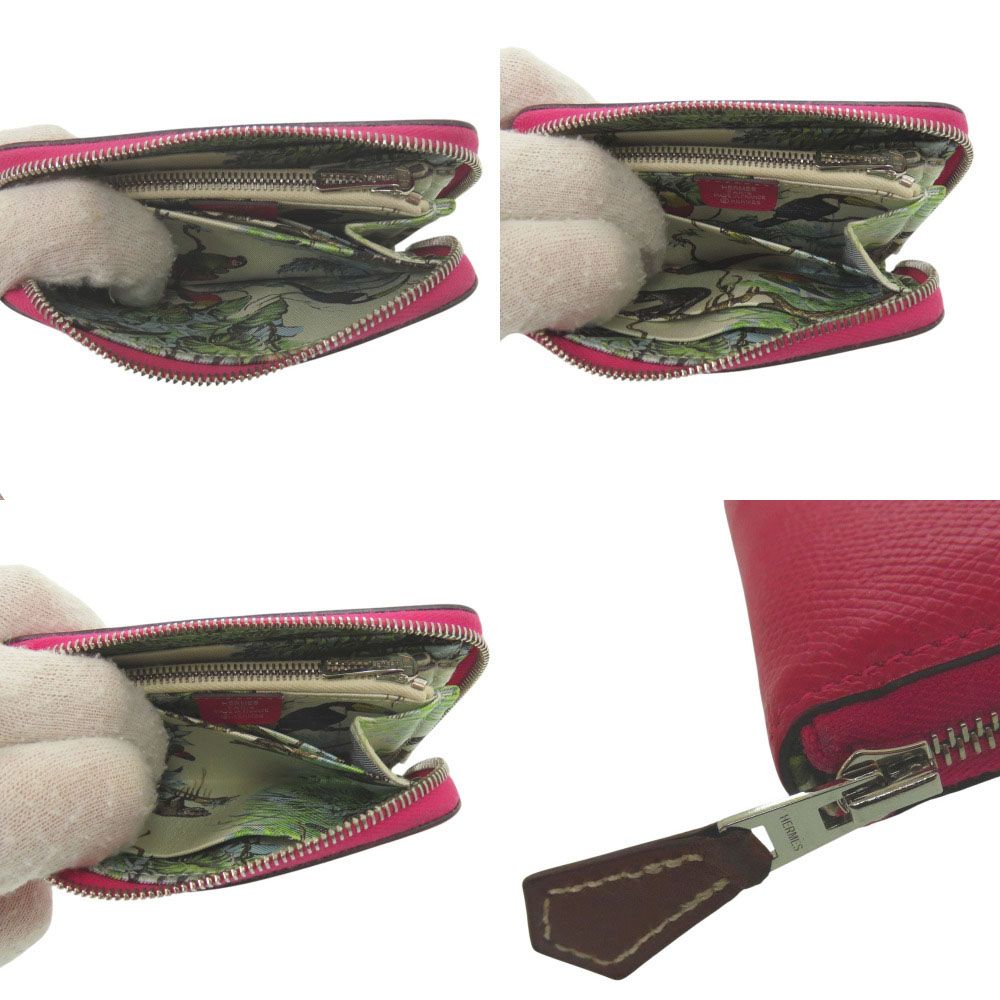 Hermes Azap Silk in Compact Silver Barenia Franboise Nata Pink Cream Coin Case — view 8