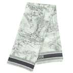 Dior Toile de Jouy Sauvage Shawl Cotton Black White Scarf — view 2
