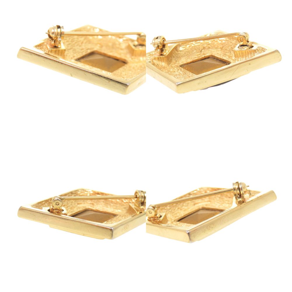 Dior Metal Rhinestone Color Gold Brooch — view 9