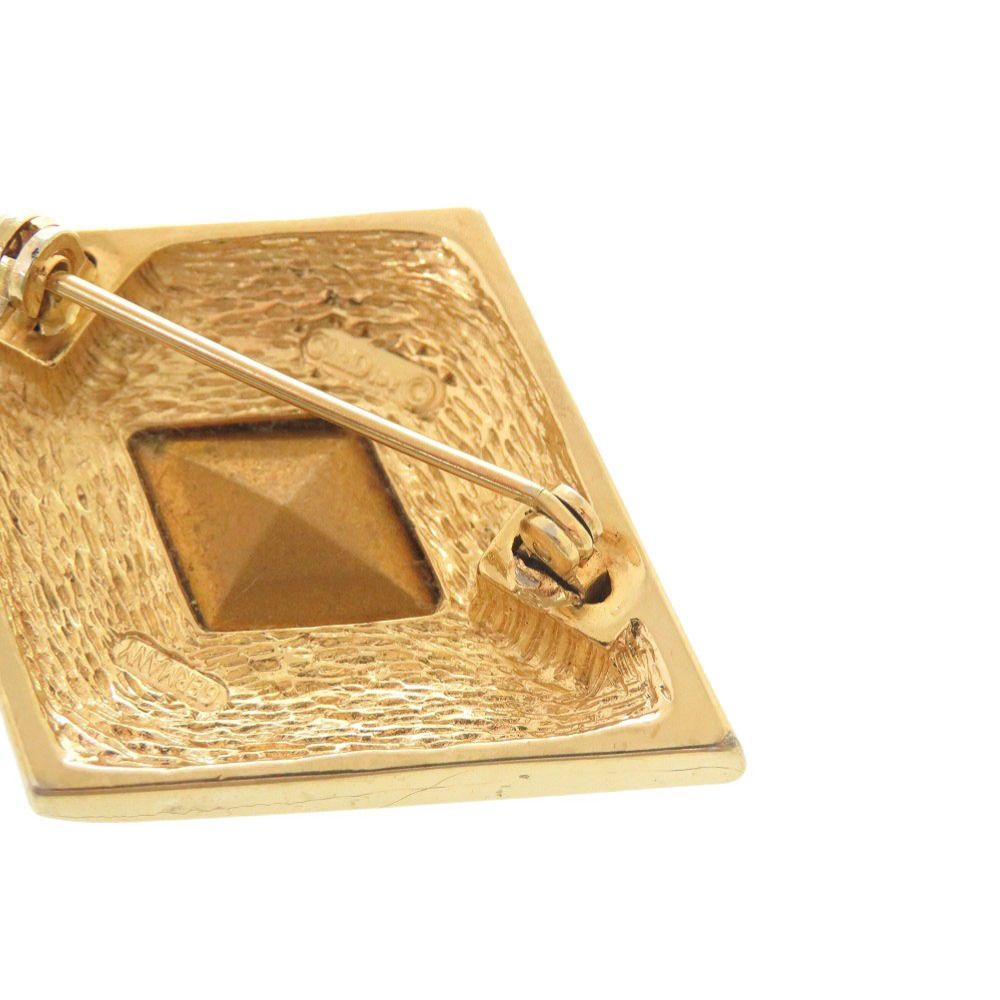 Dior Metal Rhinestone Color Gold Brooch — view 4
