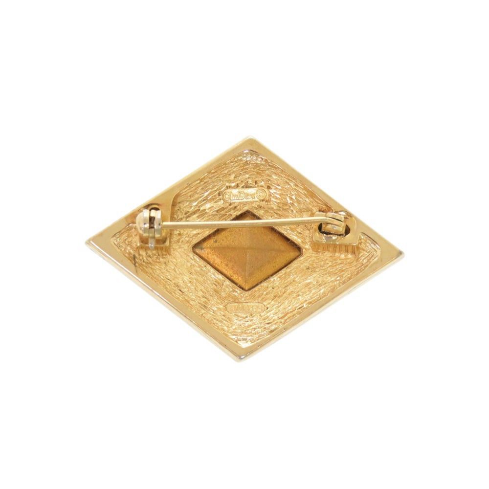 Dior Metal Rhinestone Color Gold Brooch — view 2