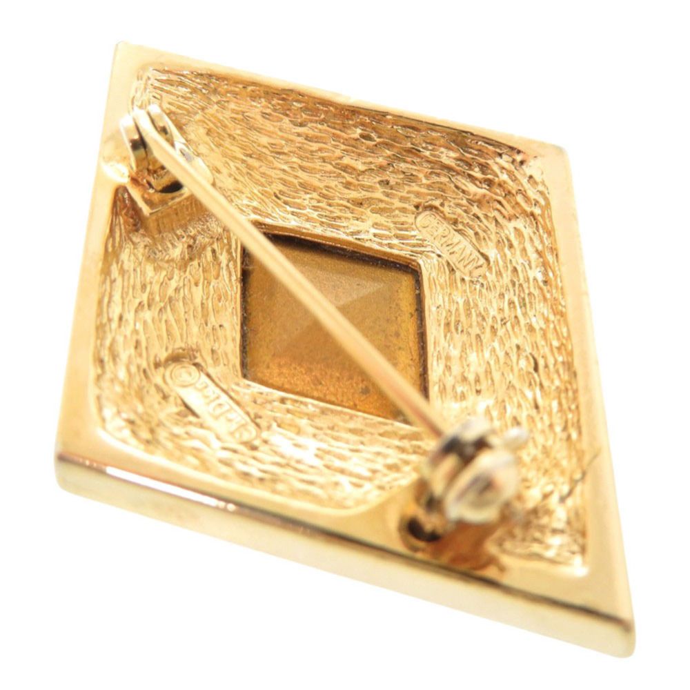 Dior Metal Rhinestone Color Gold Brooch — view 6