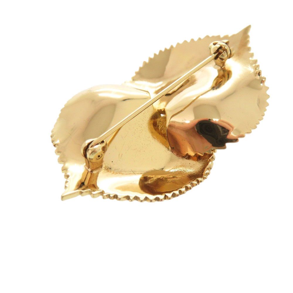 Dior Leaf Motif Metal Gold Brooch — view 8