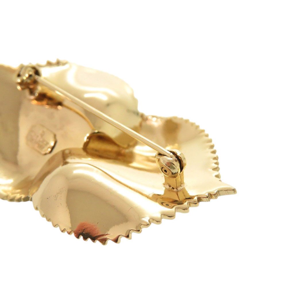 Dior Leaf Motif Metal Gold Brooch — view 7