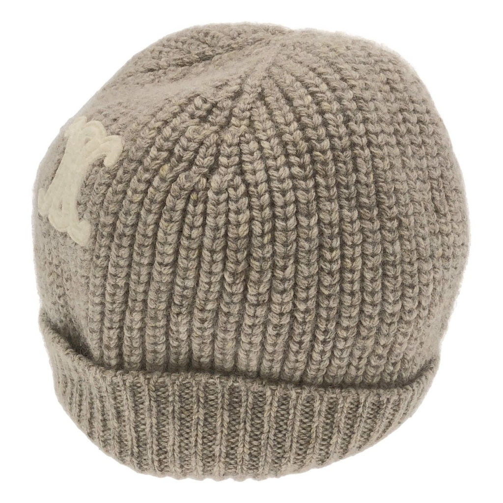 Celine Triomphe Patch Knit Cap Seamless Cashmere Beige TU Hat — view 2