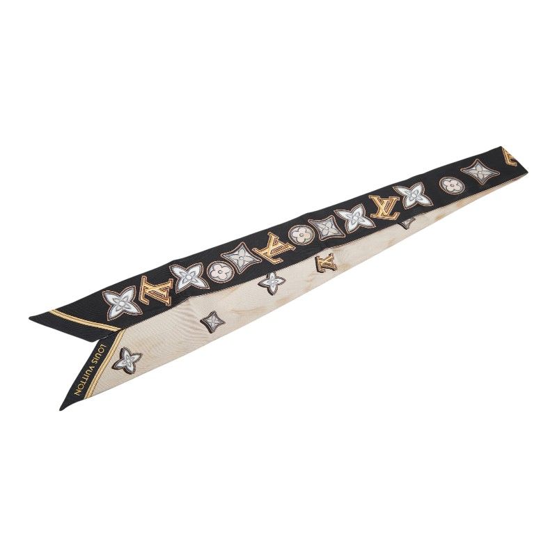Louis Vuitton Monogram Cascade Bandeau BB Scarf Black Beige Multicolor Silk — view 2