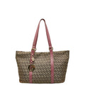 Fendi Zucchino Tote Shoulder Bag Black Canvas Leather