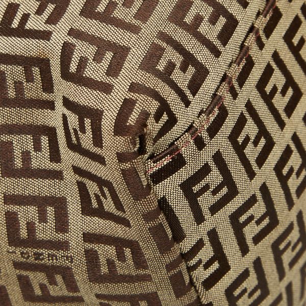Fendi Zucchino Tote Shoulder Bag Black Canvas Leather — view 7