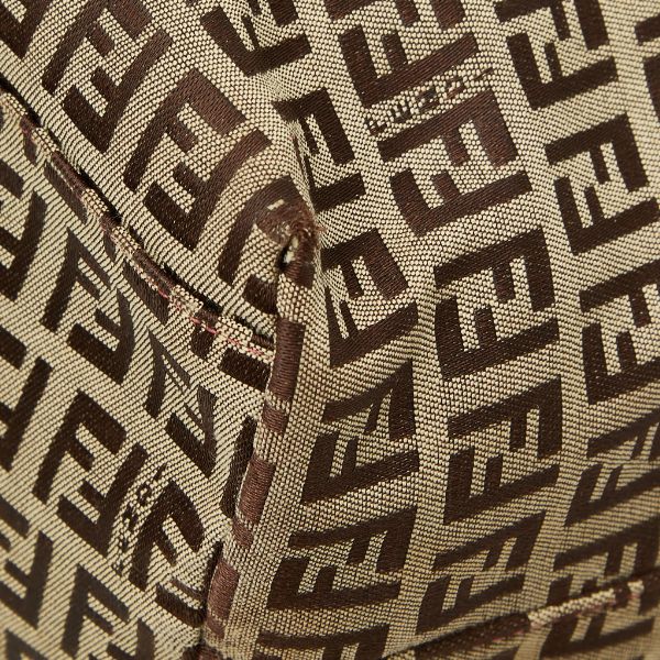 Fendi Zucchino Tote Shoulder Bag Black Canvas Leather — view 5