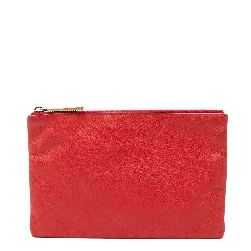 Fendi Pouch Red Brown Leather