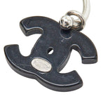 Chanel CC Logo Earrings Silver Black Metal Plastic — view 4