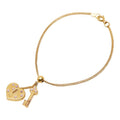 Chanel CC Logo Heart Key Bracelet Gold Plated Rhinestone