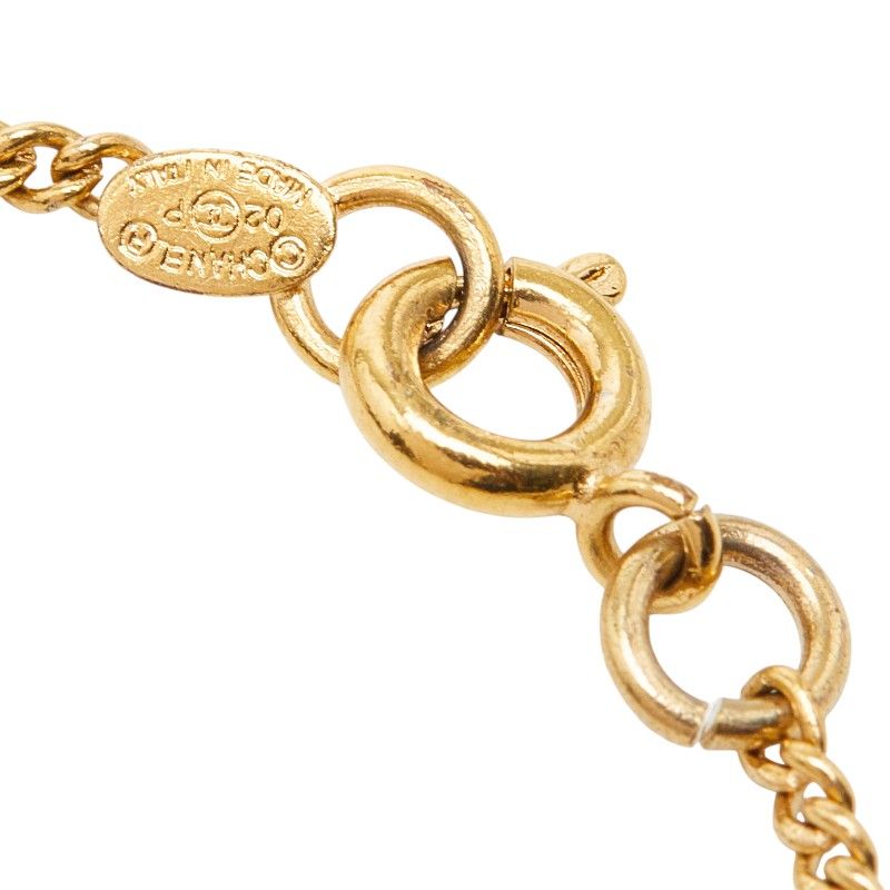 Chanel CC Logo Heart Key Bracelet Gold Plated Rhinestone — view 4
