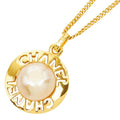 Chanel Logo Necklace Gold Plated Faux Pearl