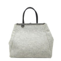 Fendi Toujour Tote Gray Black Wool Leather