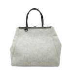 Fendi Toujour Tote Gray Black Wool Leather