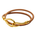 Hermes Jumbo 2 Bracelet Choker Brown Gold Plated Leather