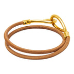 Hermes Jumbo 2 Bracelet Choker Brown Gold Plated Leather — view 2