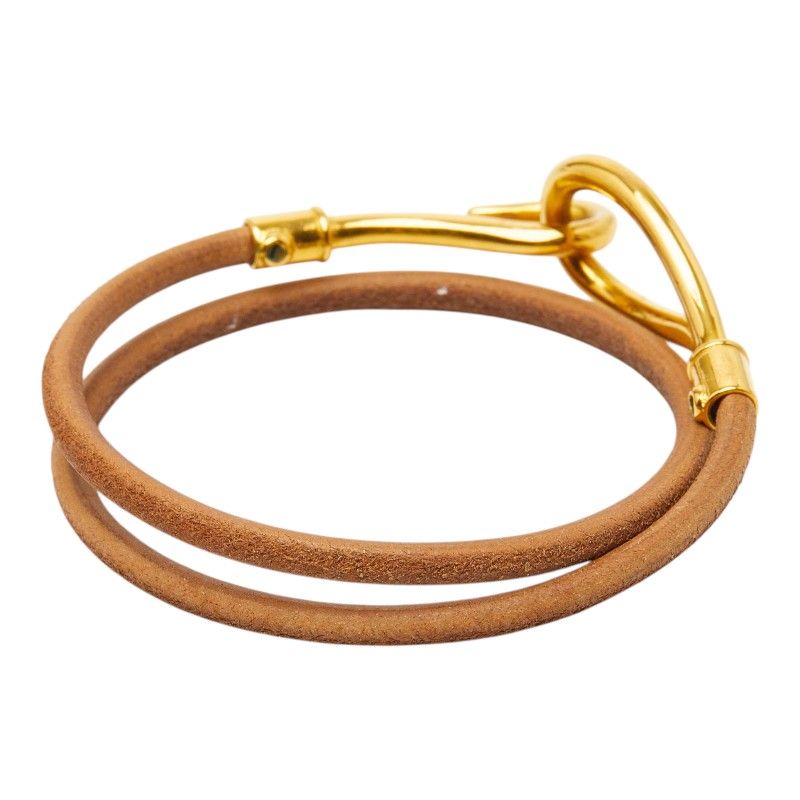 Hermes Jumbo 2 Bracelet Choker Brown Gold Plated Leather — view 2
