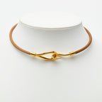 Hermes Jumbo 2 Bracelet Choker Brown Gold Plated Leather — view 5