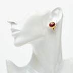 Chanel CC Logo Gripoix Earrings Gold Red Plated — view 5