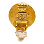 Chanel CC Logo Gripoix Earrings Gold Red Plated — view 4