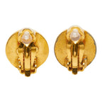 Chanel CC Logo Gripoix Earrings Gold Red Plated — view 3