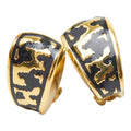 Dior Earrings Gold Black Plated