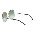 Chanel CC Logo Butterfly Sunglasses Green Gold Plated Leather Eyewear — view 2
