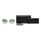 Chanel CC Logo Butterfly Sunglasses Green Gold Plated Leather Eyewear — view 9