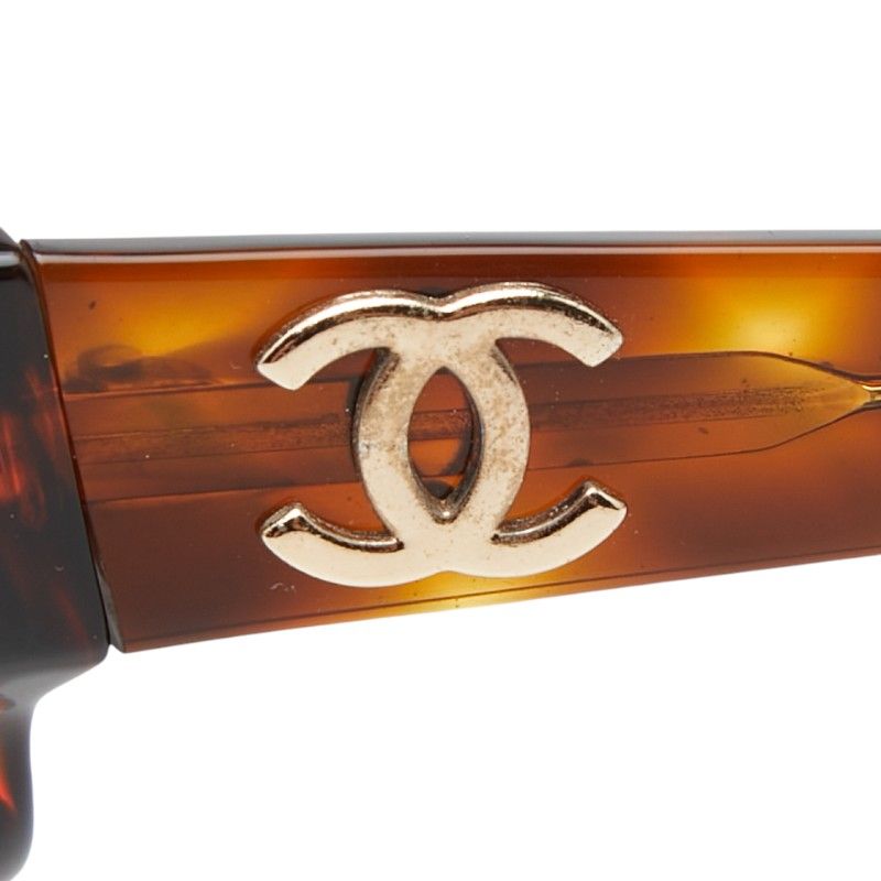 Chanel CC Logo Sunglasses Brown Acetate Eyewear — view 4